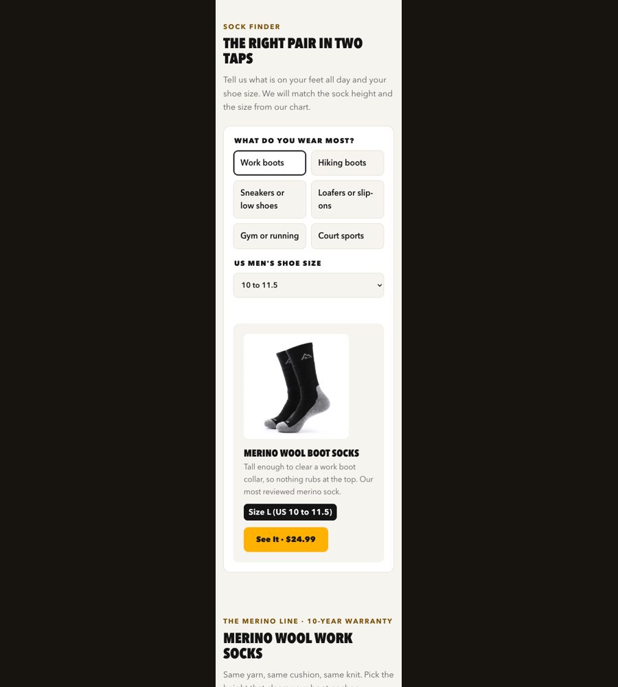 The Hywell sock finder on a phone